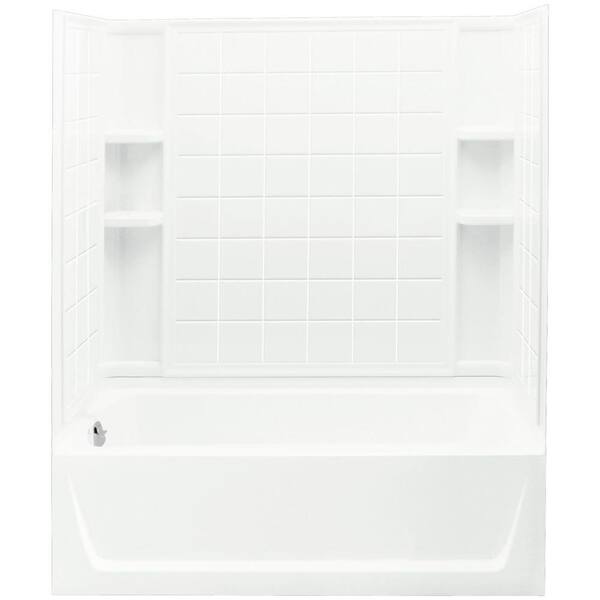 Ensemble 32 In. X 60 In. X 75-1 4 In. Bath And Shower Kit Left Drain In 