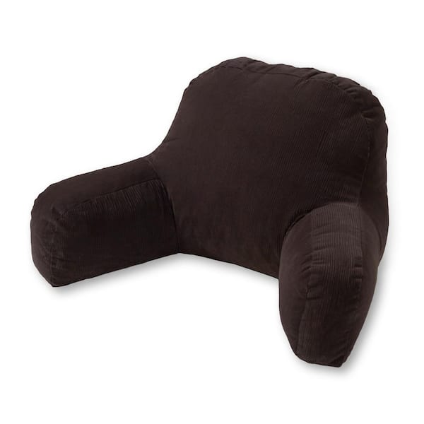 Greendale Home Fashions Omaha Charcoal Solid Stain Resistant Microfiber 28 in. x 17 in. Bedrest Pillow