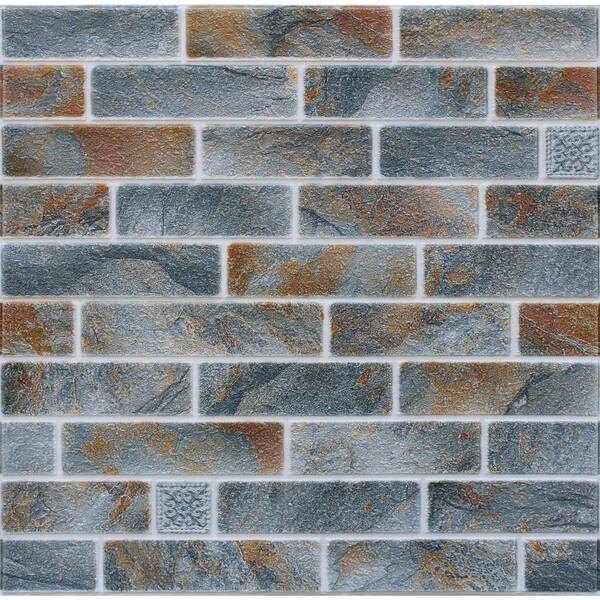 Dundee Deco Falkirk Markinch 27.6 in. x 30.3 in. Orange Light Grey PE Foam Peel and Stick 3D Decorative Wall Panel (5-Pack)