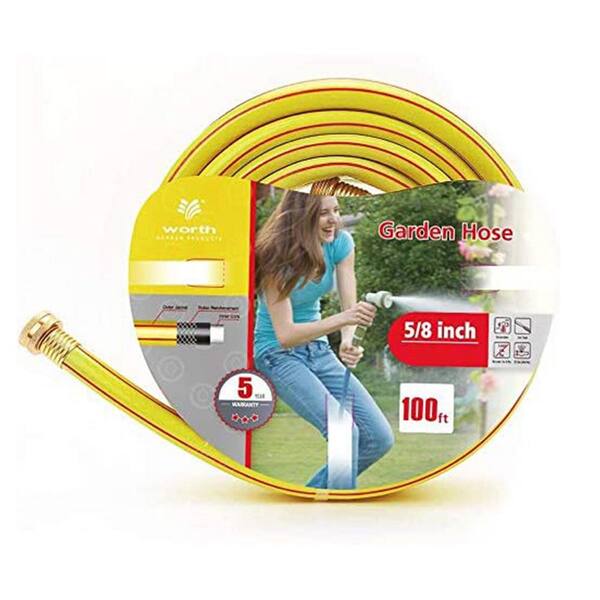 Worth Garden 5/8 in. Dia. x 100 ft. 3-Star Yellow Standard Garden Hose