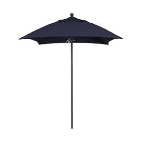 6 ft. Square Black Aluminum Commercial Market Patio Umbrella with Fiberglass Ribs and Push Lift in Navy Blue Sunbrella