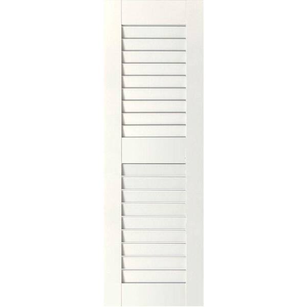 Ekena Millwork 12 in. x 28 in. Exterior Real Wood Western Red Cedar Louvered Shutters Pair Primed