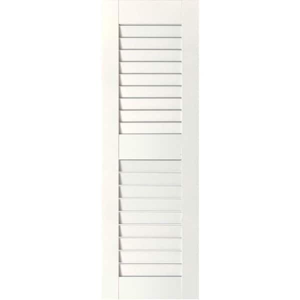 Ekena Millwork 12 in. x 34 in. Exterior Real Wood Pine Louvered Shutters Pair Primed