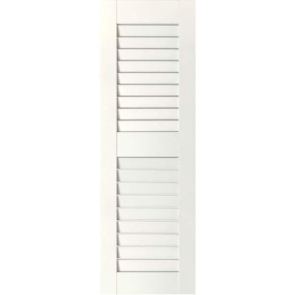 Ekena Millwork 12 in. x 37 in. Exterior Real Wood Western Red Cedar Louvered Shutters Pair Primed