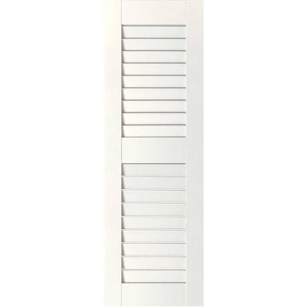 Ekena Millwork 15 in. x 48 in. Exterior Real Wood Pine Louvered Shutters Pair Primed
