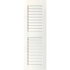 15 in. x 56 in. Exterior Real Wood Western Red Cedar Louvered Shutters Pair Primed