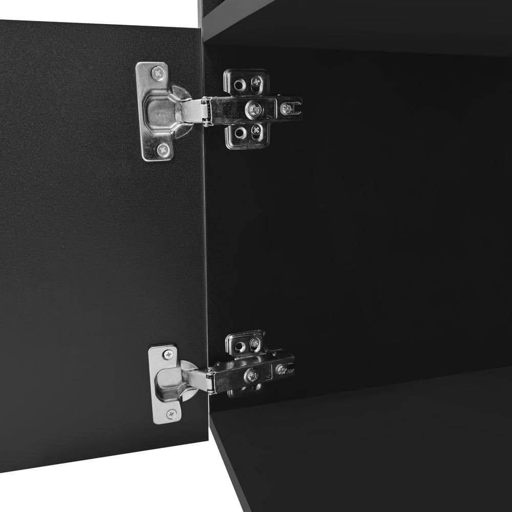 Black 94.5" TV Stand with LED Lights and Cabinets