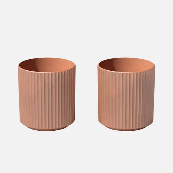 Demi 12 in. Round Terracotta Plastic Planter (2 Pack)