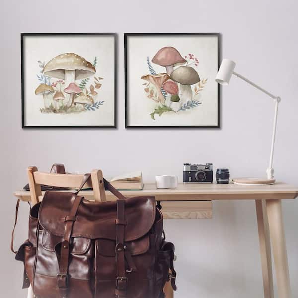 Pastel Blooming Mushrooms by Mollie B. 2-Piece Black Framed Coastal Giclee Art Print 24 in. x 24 in.