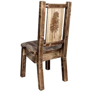 Homestead Collection Early American with Laser Engraved Pine Tree Design Dining Side Chair