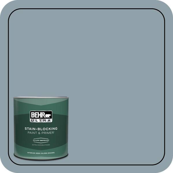 BEHR ULTRA 1 qt. #N480-4A Dusty Denim Extra Durable Semi-Gloss Enamel Interior Paint and Primer