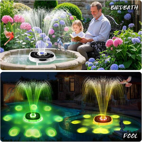 Phewnyzo 2025 Upgrade Solar Bird Bath Fountain Pump with