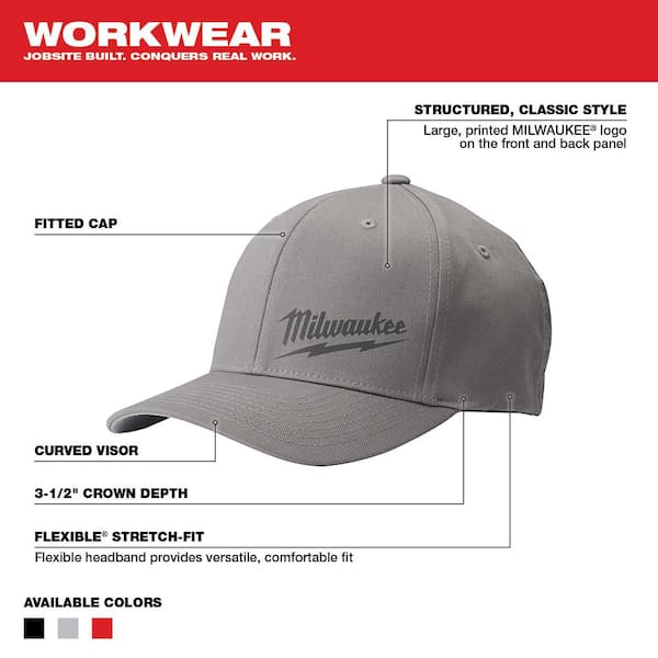 Small/Medium Gray Fitted Hat with Small/Medium Red Fitted Hat (2-Pack)