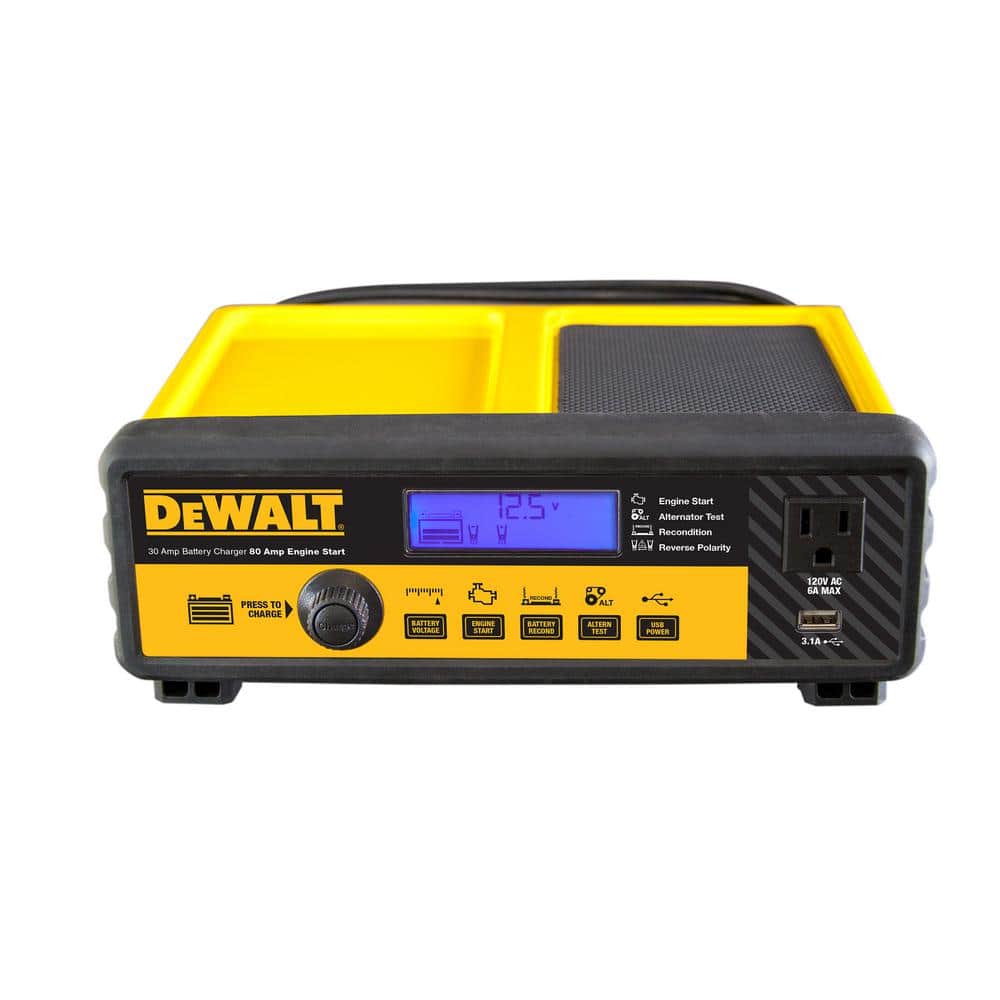 Dewalt 30 Amp Automotive Portable Car Battery Charger With 80 Amp Engine Start And Alternator Check Dxaec801b The Home Depot