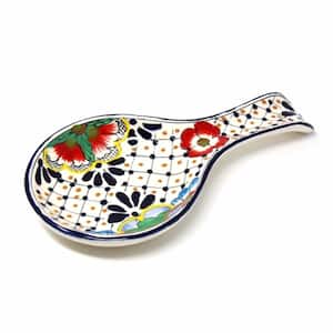 1-Piece Dots and Flowers Mexican Pottery Ceramic Spoon Rest