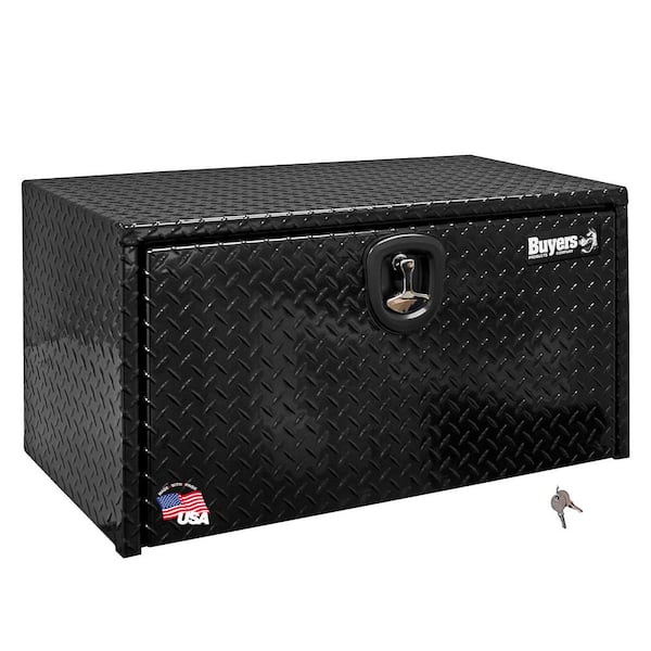 24 in. x 24 in. x 30 in. Gloss Black Diamond Tread Aluminum Underbody Truck Tool Box