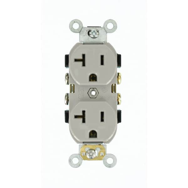 Leviton 20 Amp Commercial Grade Self Grounding Duplex Outlet, Gray