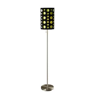 66 in. Silver Steel Novelty Standard Floor Lamp With And Green Drum Shade