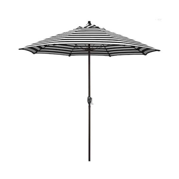California Umbrella 7.5 ft. Bronze Aluminum Market Patio Umbrella with Fiberglass Ribs and Auto Tilt in Cabana Classic Sunbrella