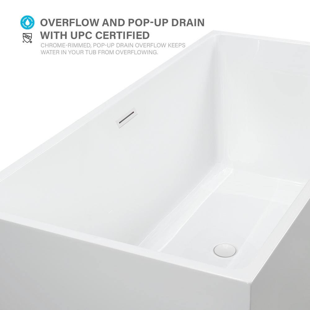 Pure White 59" Freestanding Acrylic Soaking Bathtub