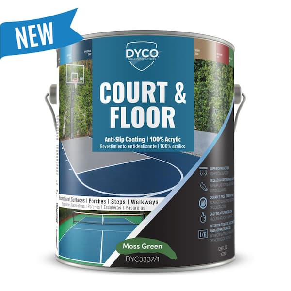 Court and Floor Anti-Slip Coating Paint for Pickleball and Basketball Courts, Moss Green, 1-gallon