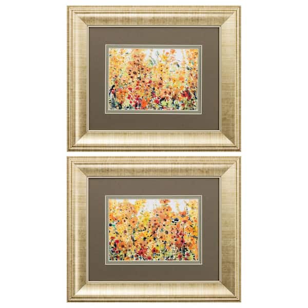 HomeRoots 13 in. X 11 in. Gold Plastic Flower Gallery Picture Frame (Set of 2)