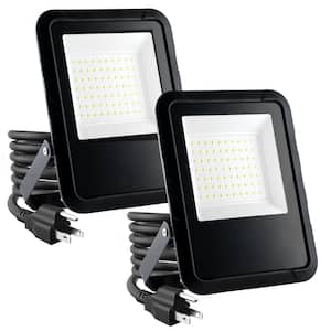 Black Plug-in Integrated LED Landscape Flood Light with Adjustable Lamp Head 2-Pack