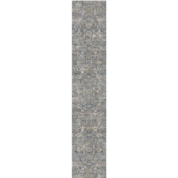 Nourison Nyle Charcoal 2 ft. x 8 ft. Distressed Transitional Runner Area Rug