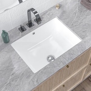21 in. Rectangular Undermount Bathroom Sink in White Vitreous China Bath Sink with Overflow Drain