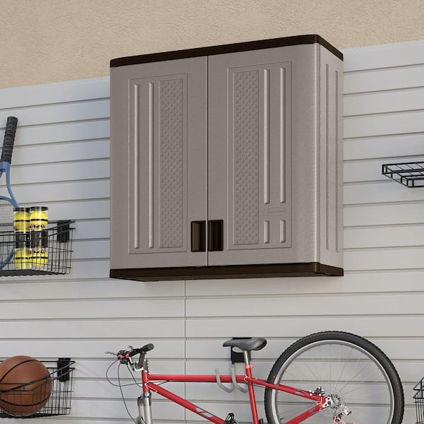 Suncast Plastic Wall-mounted Garage Cabinet in Gray (30-in W x 30.25-in H x  12-in D) in the Garage Cabinets department at