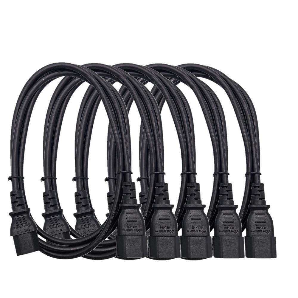 3 ft. AC Power Extension Cord (18AWG) / 3-Conductors / (C13 to C14) / Indoor (Black) 5-Pack price history on PriceWatchPro
