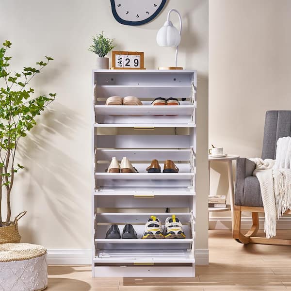 VECELO Modern Shoe Cabinet with 3-Flip Drawers, Freestanding Shoe