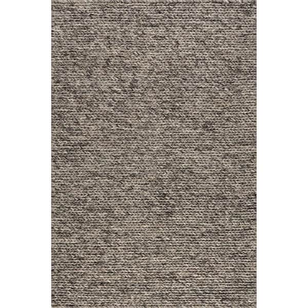 Penelope Braided Wool Area Rug Grey 9 ft. x 12 ft. Area Rug