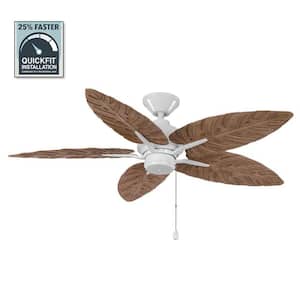Marsell 52 in. Indoor/Outdoor Matte White Ceiling Fan with Pull Chains and Downrod Included