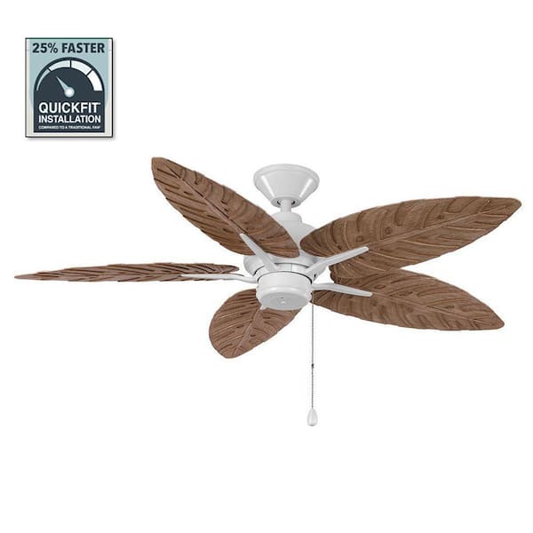 Hampton Bay Marsell 52 in. Indoor/Outdoor Matte White Ceiling Fan with Pull Chains and Downrod Included