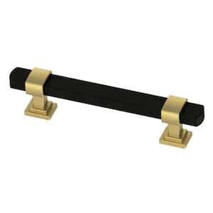 Wrapped Square 3-3/4 in. (96mm) Center-to-Center Brushed Brass and Matte Black Drawer Pull