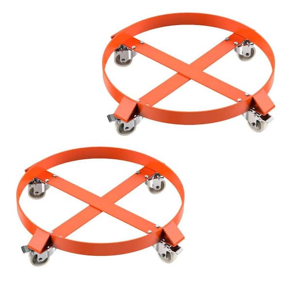 2-Piece 55 Gal. Drum Dolly, Heavy Duty Barrel Dolly with 4-Caster Wheels, 1000 lbs. Capacity Trash Can Dolly