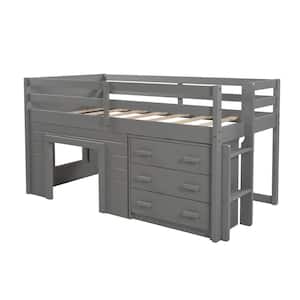 aisword Twin Size Loft Bed with Slide, House Bed with Slide - Gray ...