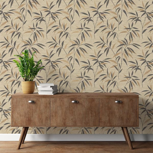 Fusion Brown Neutral Leaf Matte Non-Pasted Paper Wallpaper