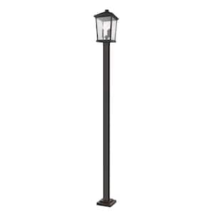 Beacon 107 in. 3-Light Oil Bronze Aluminum Hardwired Outdoor Weather Resistant Post Light Set with No Bulb Included