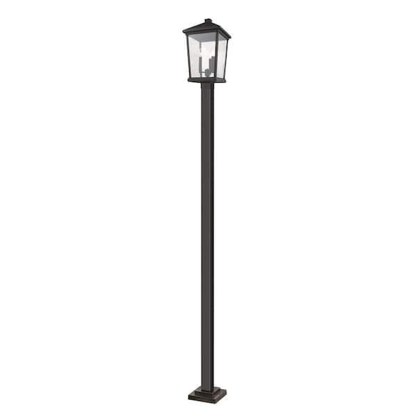 Unbranded Beacon 107 in. 3-Light Oil Bronze Aluminum Hardwired Outdoor Weather Resistant Post Light Set with No Bulb Included