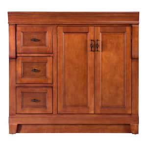 Naples 36 in. W Bath Vanity Cabinet Only in Warm Cinnamon with Left Hand Drawers