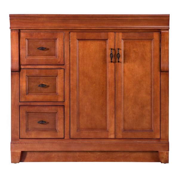 Home Decorators Collection Naples 36 in. W Bath Vanity Cabinet Only in Warm Cinnamon with Left Hand Drawers
