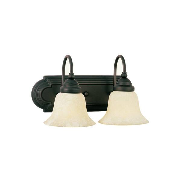 Livex Lighting 2-Light Bronze Bath Light with Vintage Scavo Glass Shade