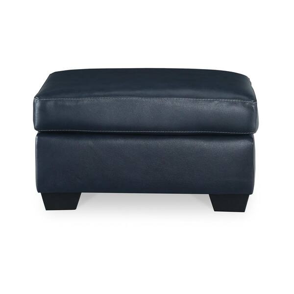 Benjara Orion Ocean Blue and Black Faux Leather Rectangle