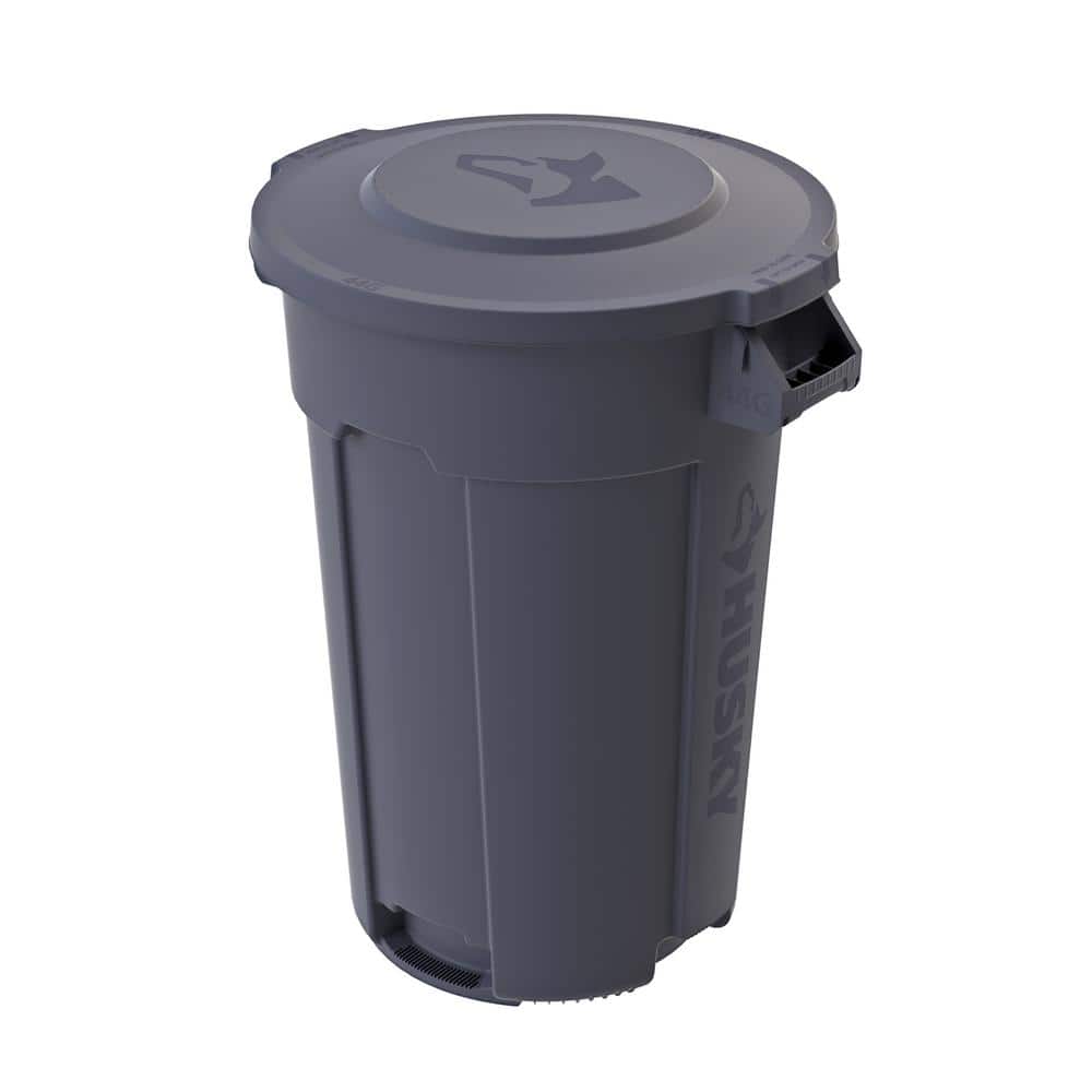 Husky 44 gal. Grey Heavy Duty Commercial Outdoor Trash Can with