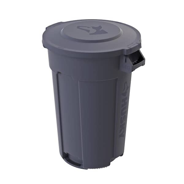 44 Gal. Grey Outdoor Vented Trash Can with Domed Lid, Rounded Handles, and Reinforced Foothold