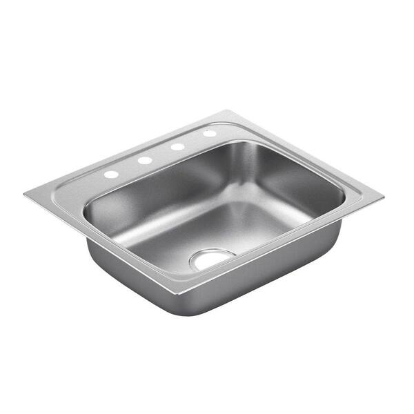 MOEN 2200 Series Drop-in Stainless Steel 25 in. 4-Hole Single Bowl Kitchen Sink