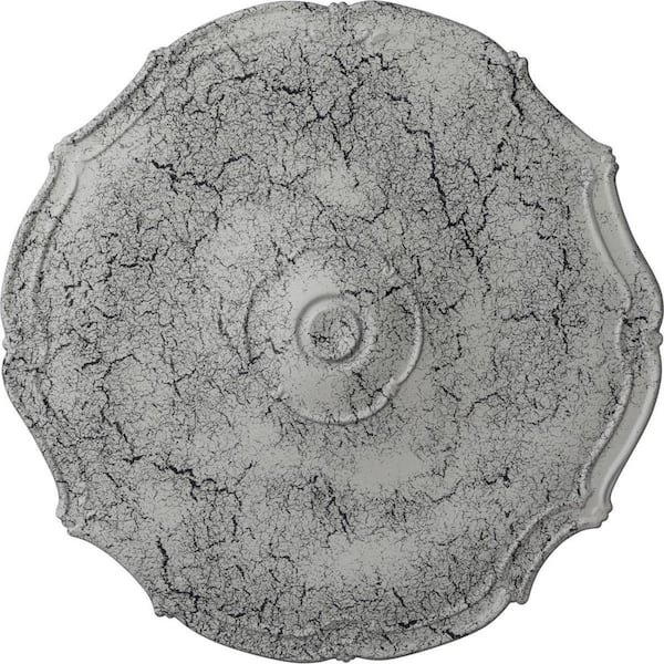 Ekena Millwork 1-1/2 in. x 18-7/8 in. x 18-7/8 in. Polyurethane Pompeii Ceiling Medallion, Ultra Pure White Crackle