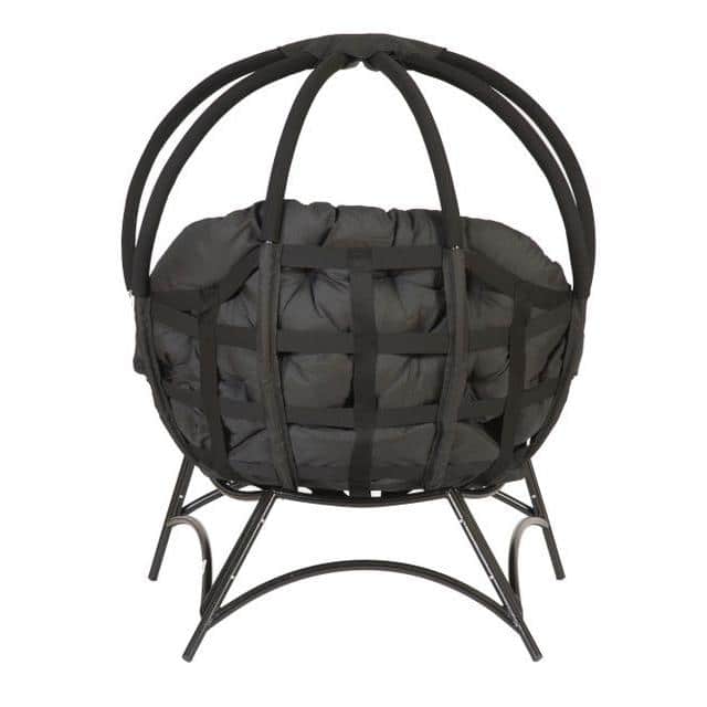 Overland Cozy Ball Hanging Chair with Plush Cushions - Black